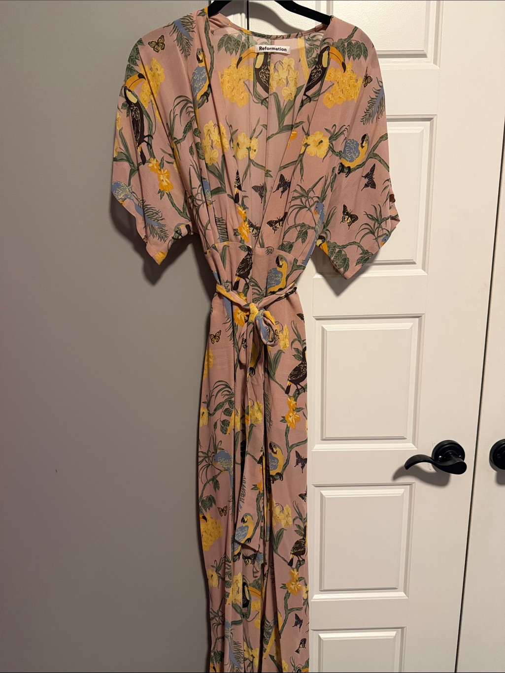Reformation Jumpsuit - Blush Pink With Floral & Birds